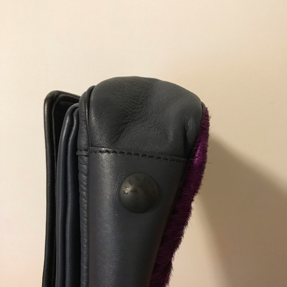 Rag and Bone Pilot clutch, navy and plum calf hair - Picture 6 of 8